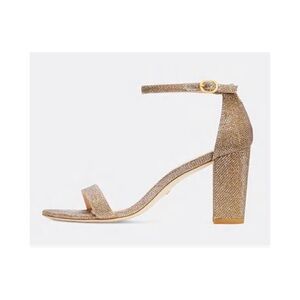 Stuart Weitzman Nudist Block 75 Gold Sandal